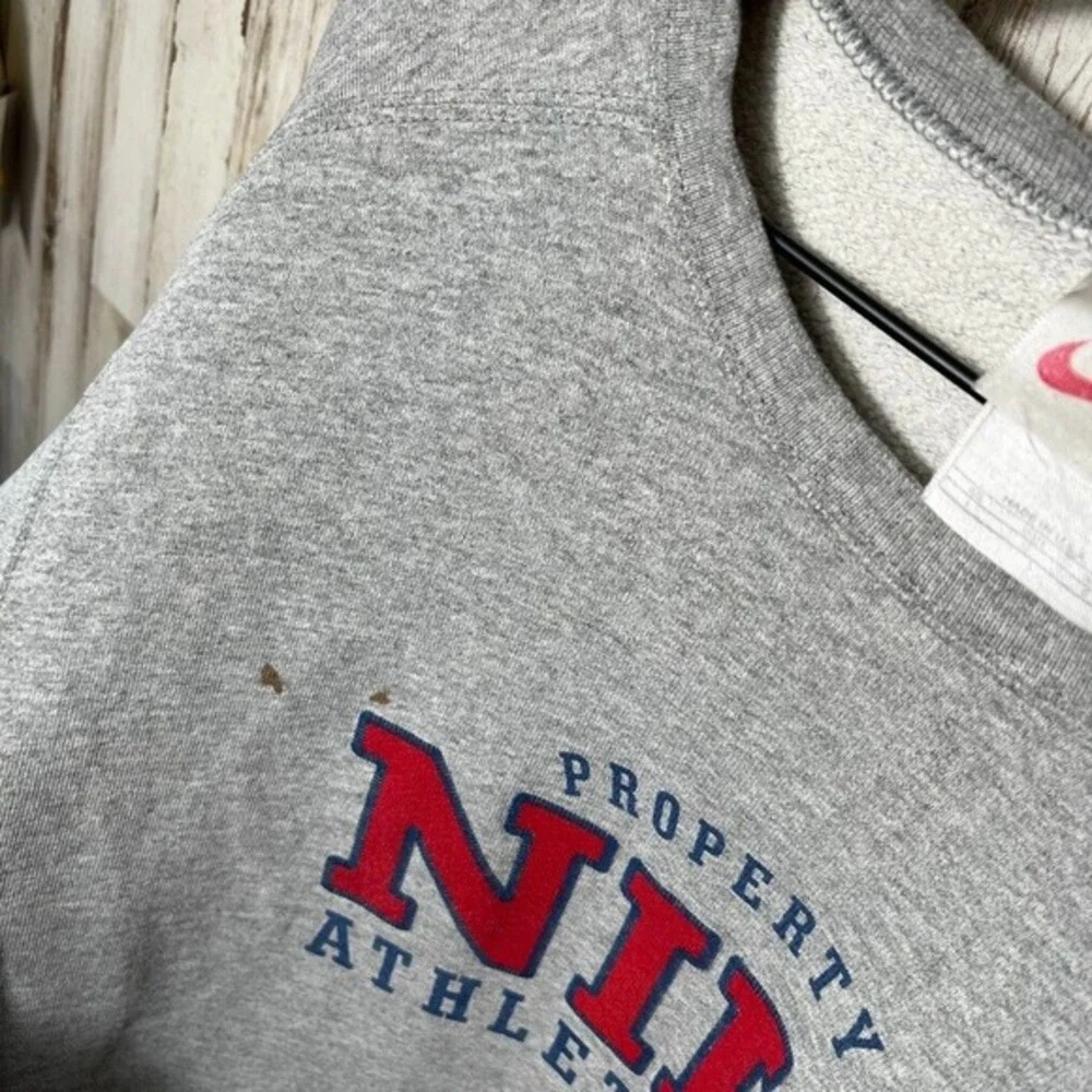 Vintage 90s Nike Athletic Department Crewneck Sweatshirt Gray Distressed Mens Lg